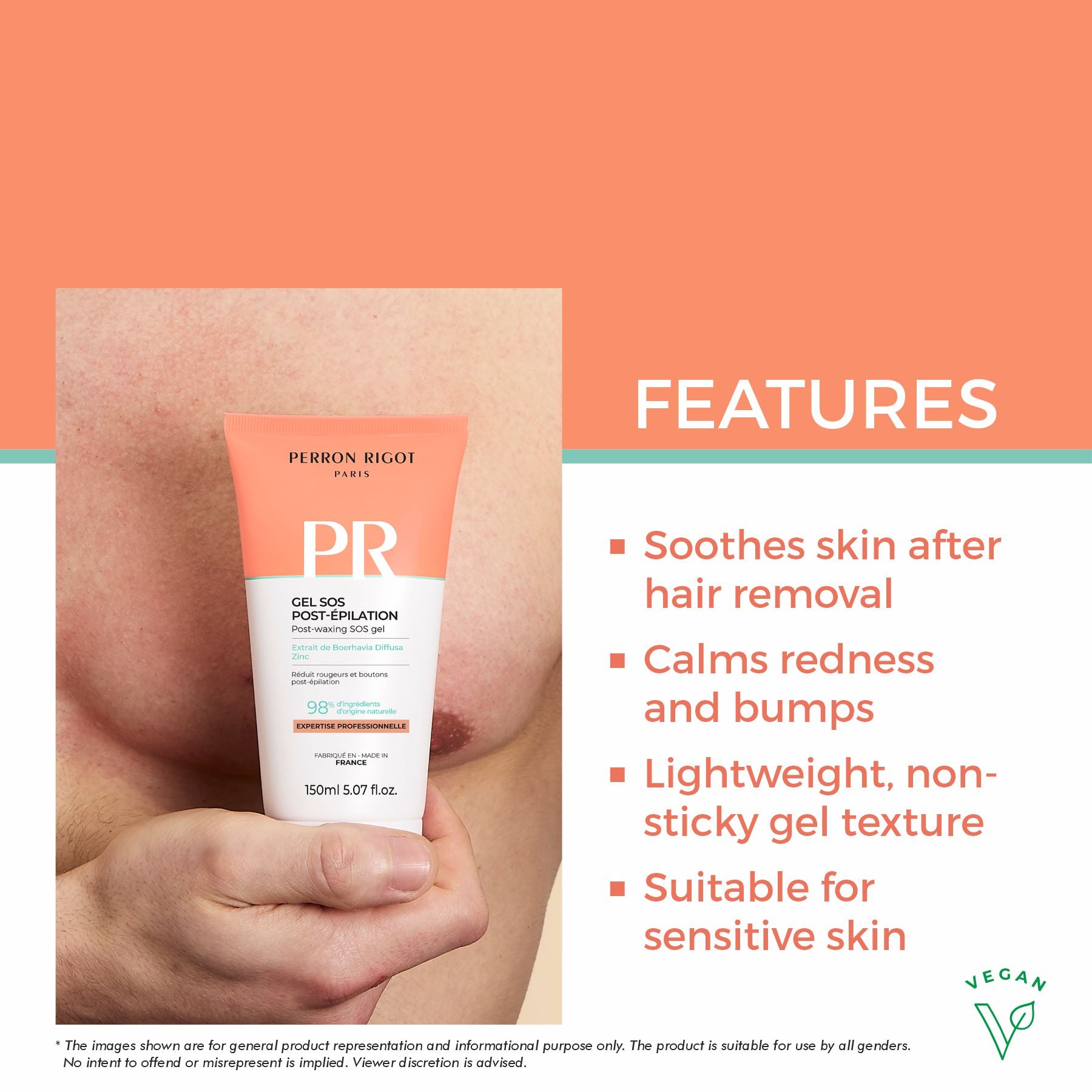 Perron Rigot post-epilation gel with features